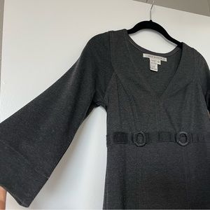 Max Studios A-Line 3:4 sleeve charcoal knit dress